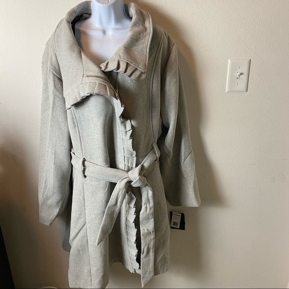 Steve Madden Plus Size Gray Belted Coat